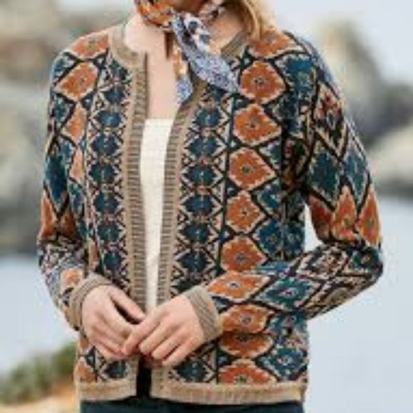 NEW Peruvian Connection Samarkand Cardigan Medium - Picture 2 of 11